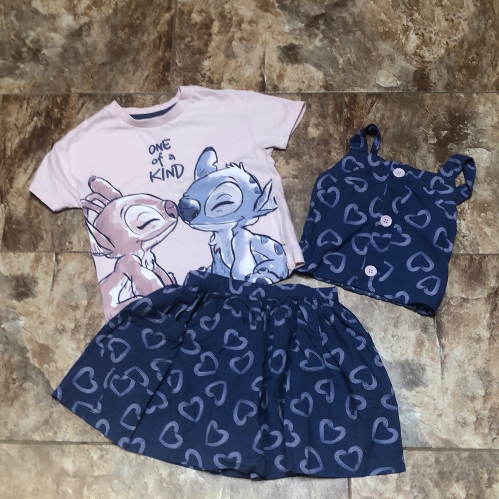 Disney Stitch interchangeable set skirt/tee/blouse size 5T